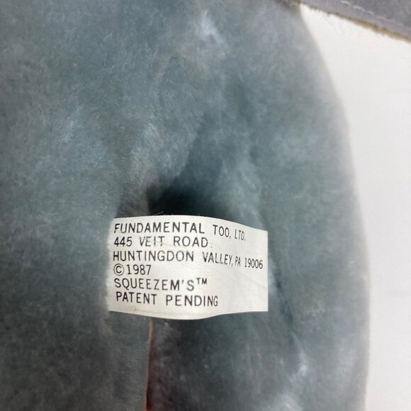 Fundamental Too Squeezems Edgar Elephant Plush 1987 Works 18in Korea with Tag - Picture 7 of 11